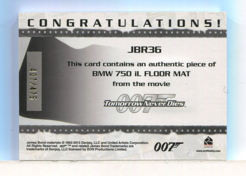 James Bond Archives 2014 Edition BMW 750 iL Floor Mat Relic Card JBR36 #407/475 - TvMovieCards.com