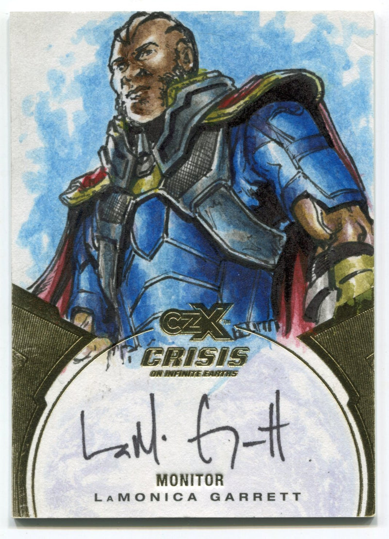 CZX Crisis on Infinite Earths LaMonica Garret Autograph Sketch Card Cezar Razek - TvMovieCards.com