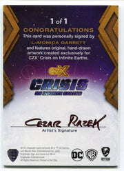 CZX Crisis on Infinite Earths LaMonica Garret Autograph Sketch Card Cezar Razek - TvMovieCards.com