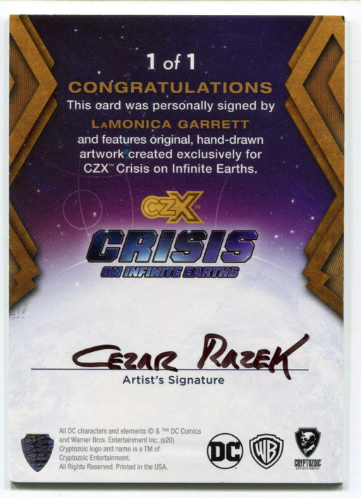 CZX Crisis on Infinite Earths LaMonica Garret Autograph Sketch Card Cezar Razek - TvMovieCards.com