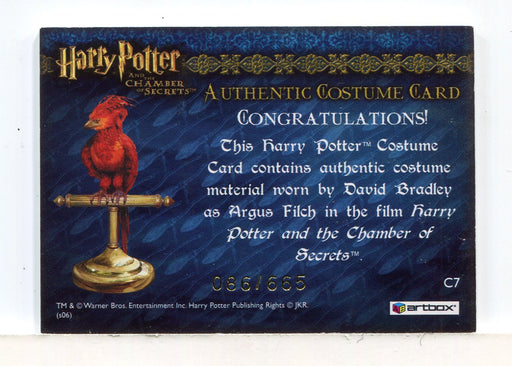 Harry Potter Chamber Secrets Argus Filch's Overcoat Costume Card HP C7 #086/665 - TvMovieCards.com