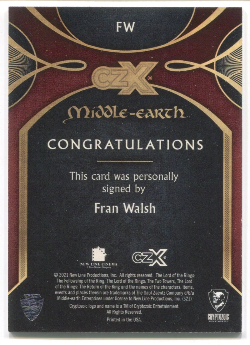 CZX Middle Earth Writer Producer Fran Walsh Autograph Card FW #090/200 - TvMovieCards.com