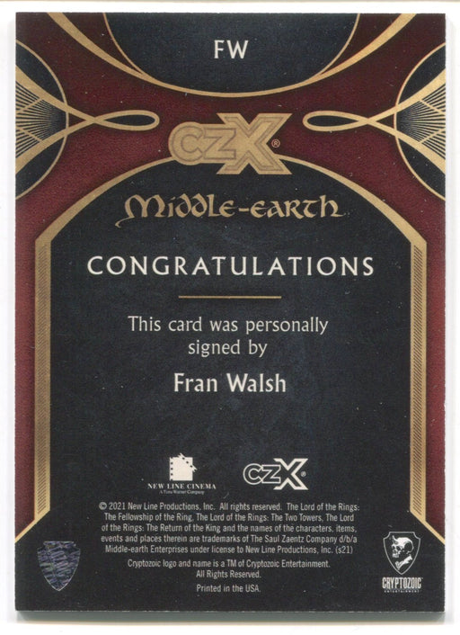 CZX Middle Earth Writer Producer Fran Walsh Autograph Card FW #090/200 - TvMovieCards.com