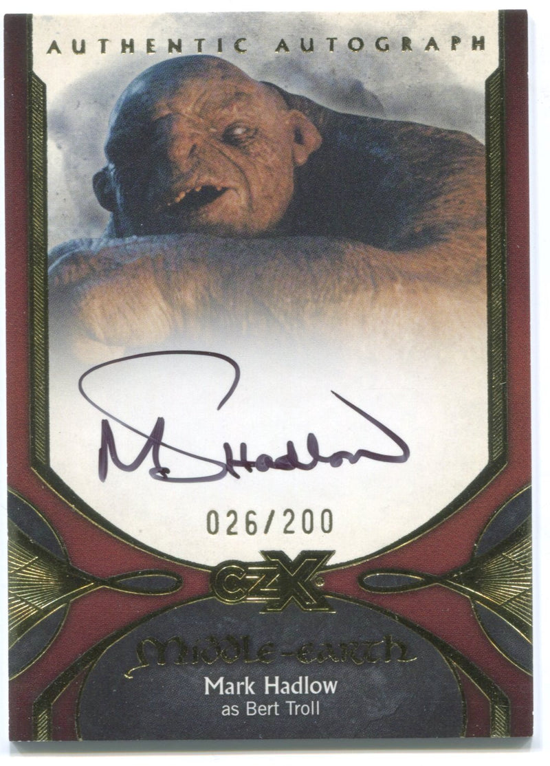 CZX Middle Earth MH-B Mark Hadlow as Bert Troll 026/200 Autograph Card - TvMovieCards.com