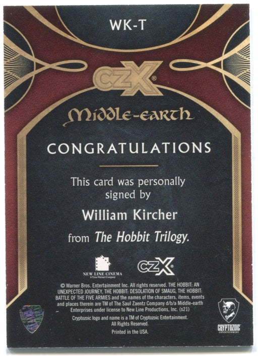 CZX Middle Earth WK-T William Kircher as Tom Troll 056/200 Autograph Card - TvMovieCards.com