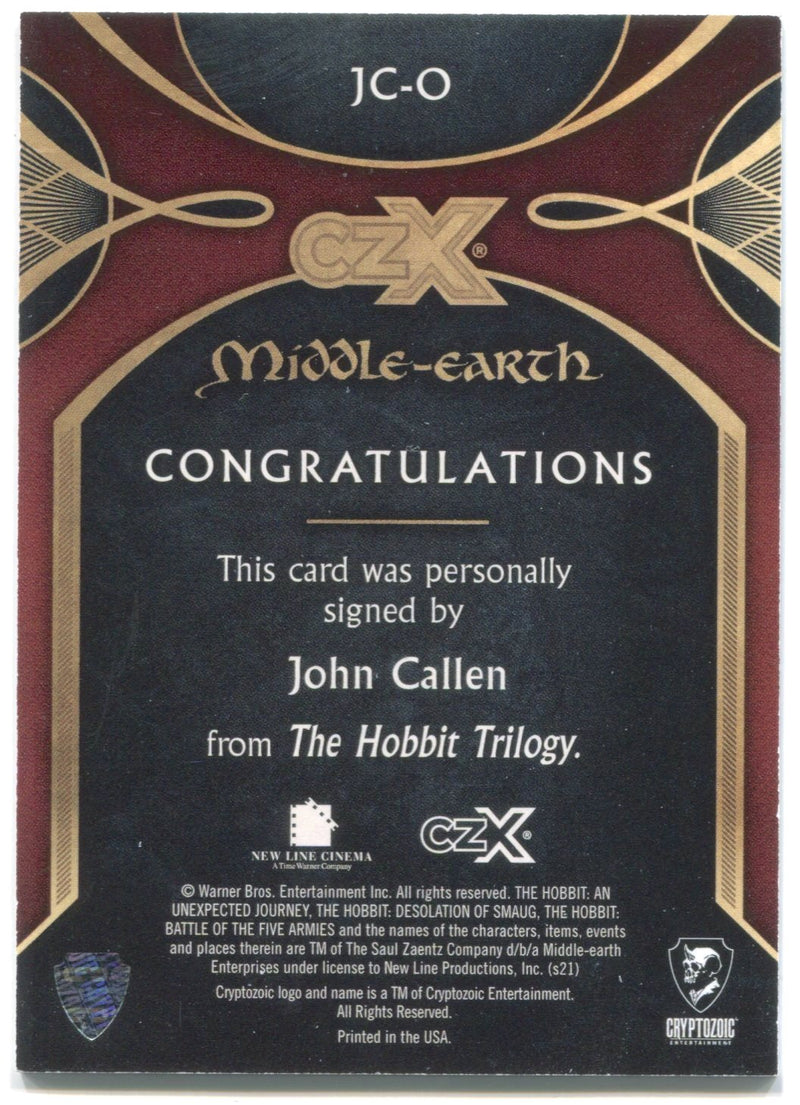 CZX Middle Earth JC-O John Callen as Óin 044/180 Autograph Card - TvMovieCards.com