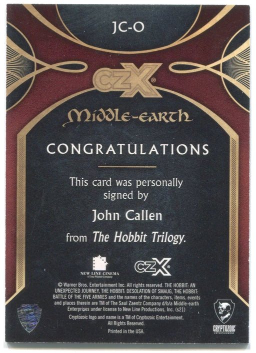 CZX Middle Earth JC-O John Callen as Óin 044/180 Autograph Card - TvMovieCards.com