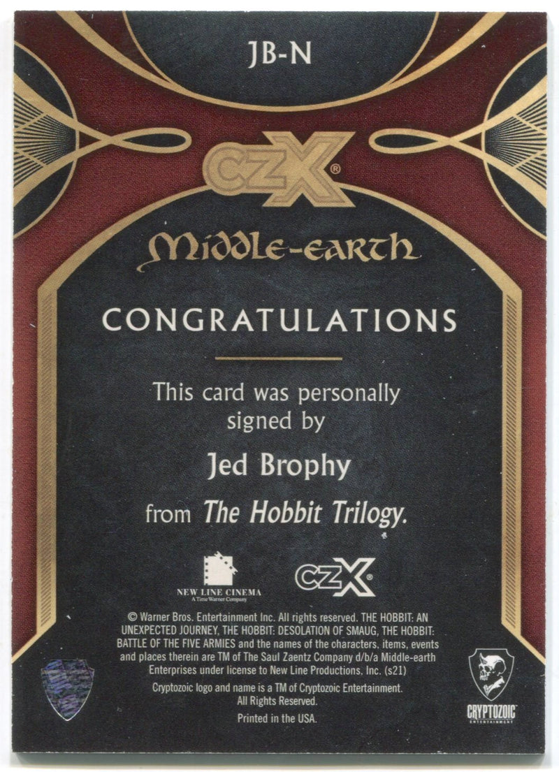 CZX Middle Earth JB-N Jed Brophy as Nori 167/180 Autograph Card - TvMovieCards.com