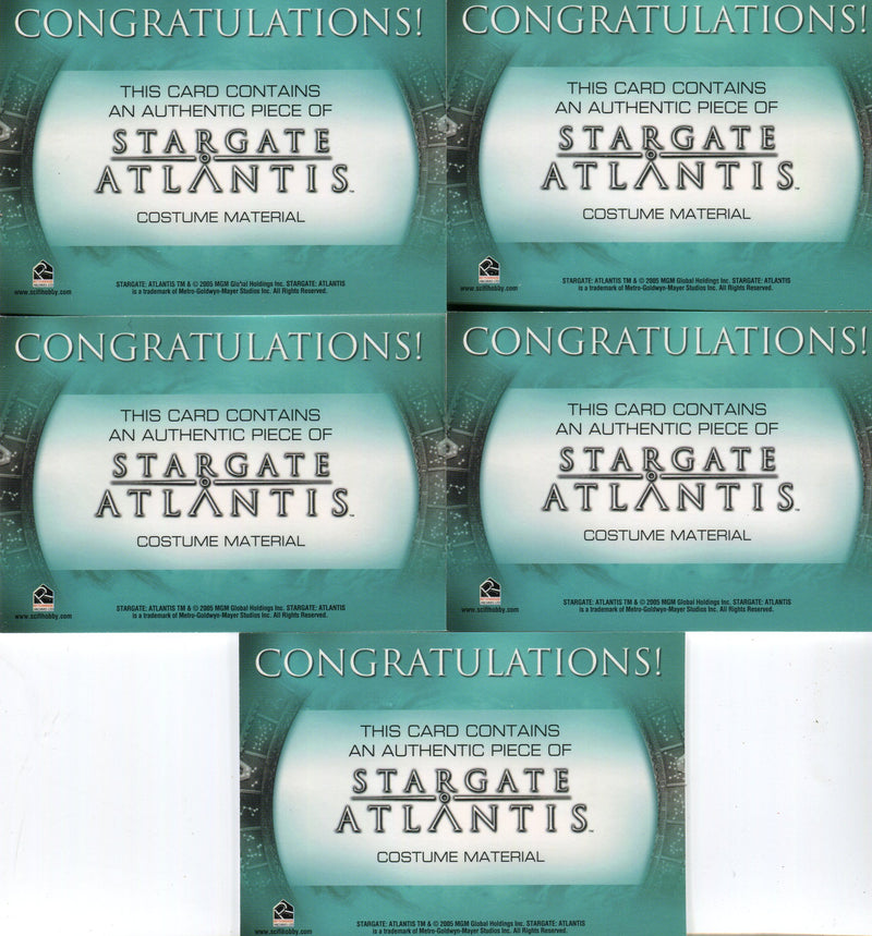 Stargate Atlantis Season One Costume Card Lot 5 Cards - TvMovieCards.com