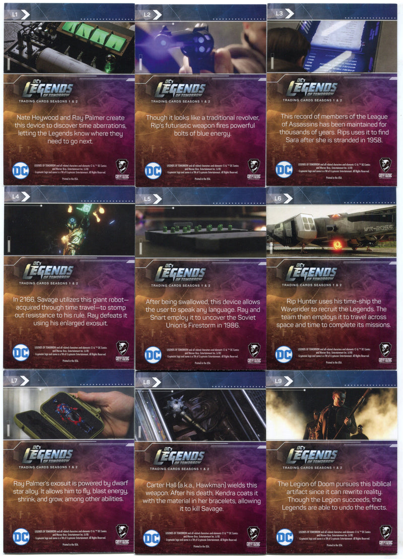 2018 DC Legends of Tomorrow Seasons 1&2 Deco Foil Legendary Objects L1-L9 Set - TvMovieCards.com