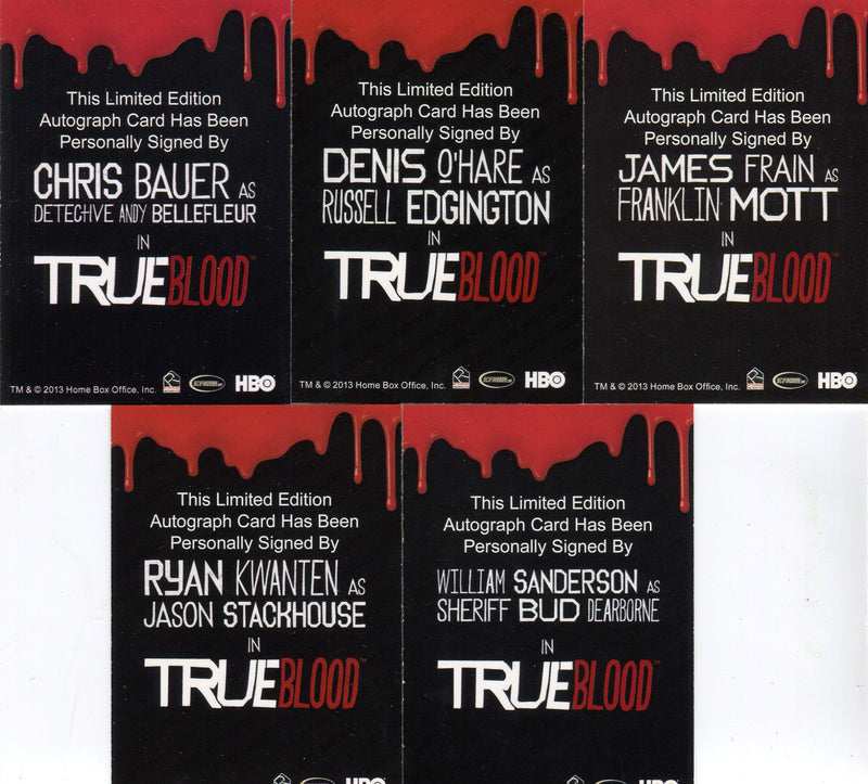 True Blood Season 6 Autograph Card Lot 5 Cards Rittenhouse 2014 - TvMovieCards.com