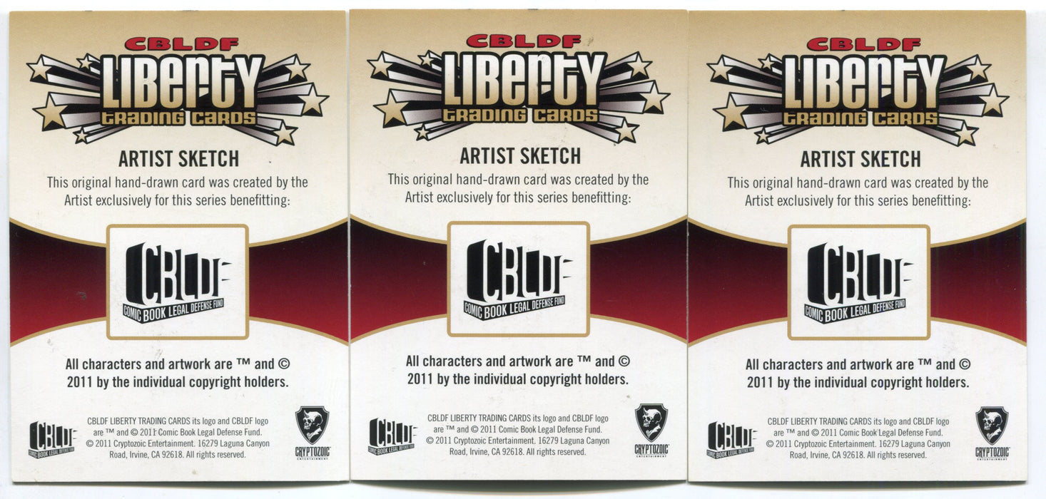 2011 CBLDF Liberty Artist 3 Panel Sketch Trading Card by Rich Molinelli RAM - TvMovieCards.com