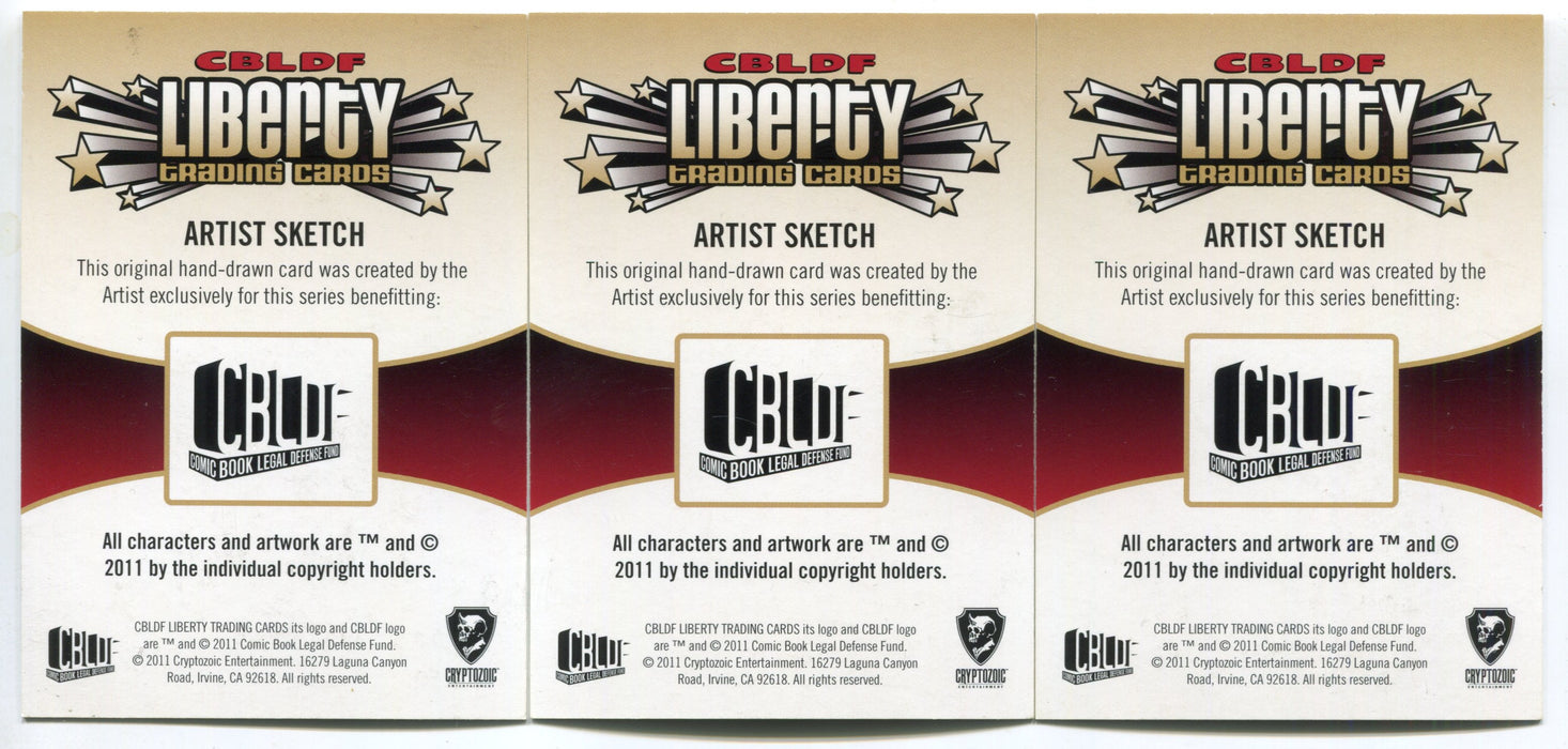 2011 CBLDF Liberty Artist 3 Panel Sketch Trading Card by Rich Molinelli RAM - TvMovieCards.com
