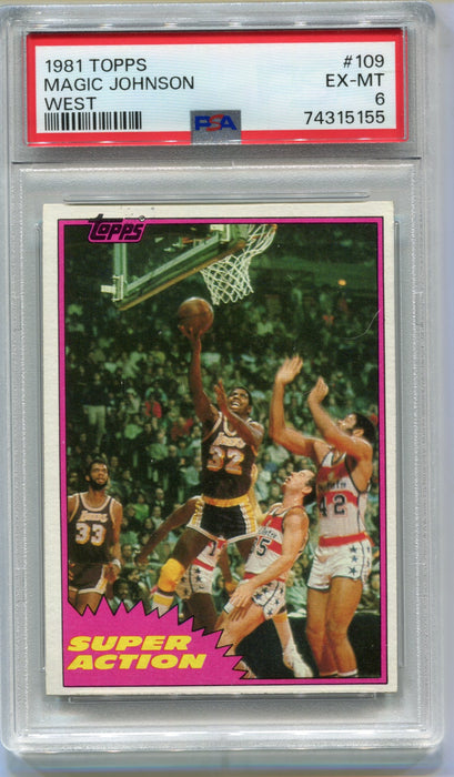 1981 Topps Basketball Magic Johnson #109 Trading Card LA Lakers PSA 6 EX-MT - TvMovieCards.com
