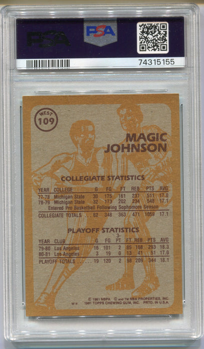 1981 Topps Basketball Magic Johnson #109 Trading Card LA Lakers PSA 6 EX-MT - TvMovieCards.com