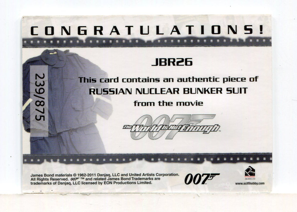 James Bond Mission Logs Russian Bunker Suit Relic Costume Card JBR26 #239/875 - TvMovieCards.com