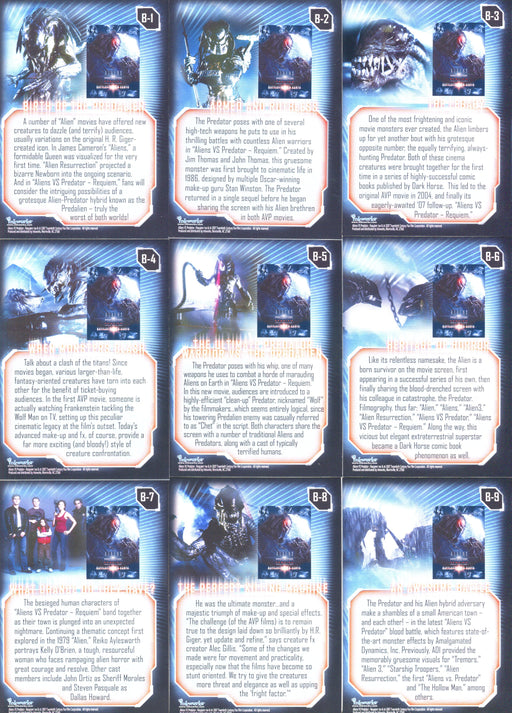 Alien vs Predator Requiem Battlefield on Earth Puzzle Chase Card Set B-1-B-9 - TvMovieCards.com