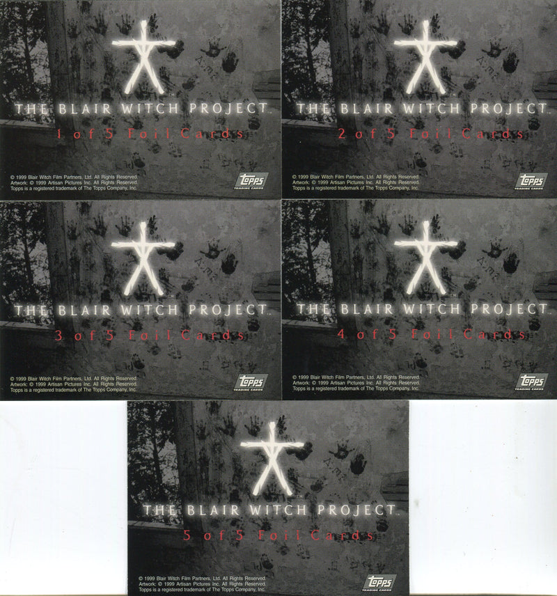 Blair Witch Project Foil Chase Card Set 5 Cards Topps 1999 - TvMovieCards.com