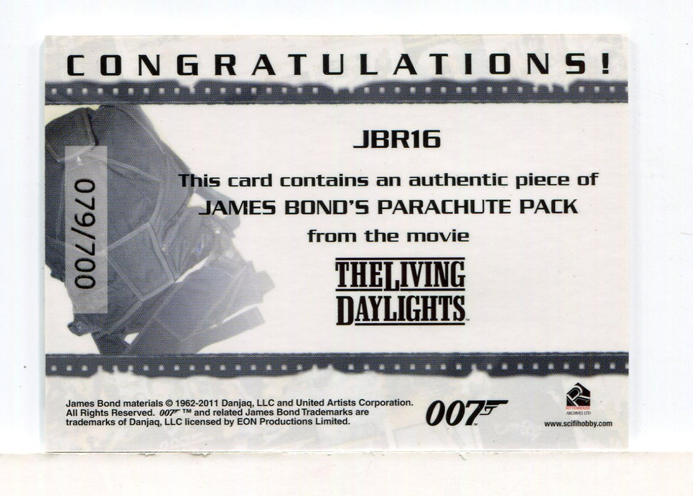 James Bond Mission Logs Bond's Parachute Pack Relic Prop Card JBR16 #079/700 - TvMovieCards.com