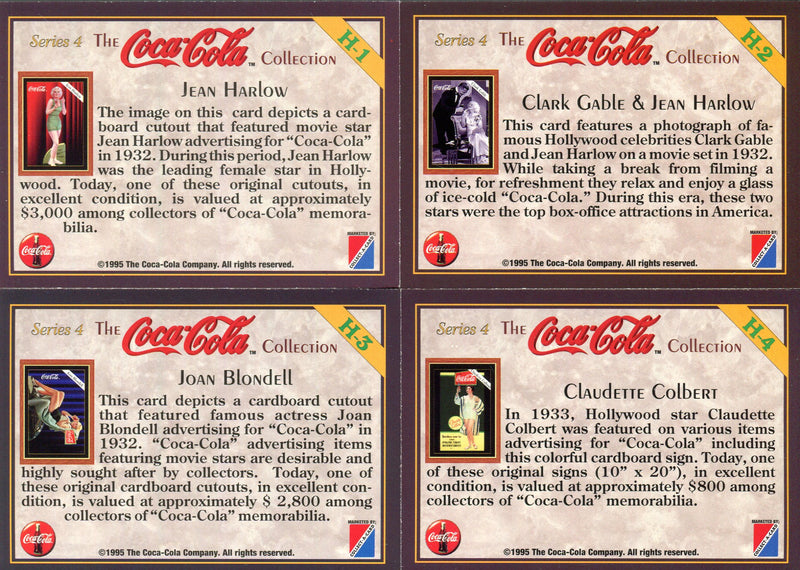 Coca Cola Series 4 Hollywood Celebrities Silver Foil Chase Card Set H1 - H4 - TvMovieCards.com