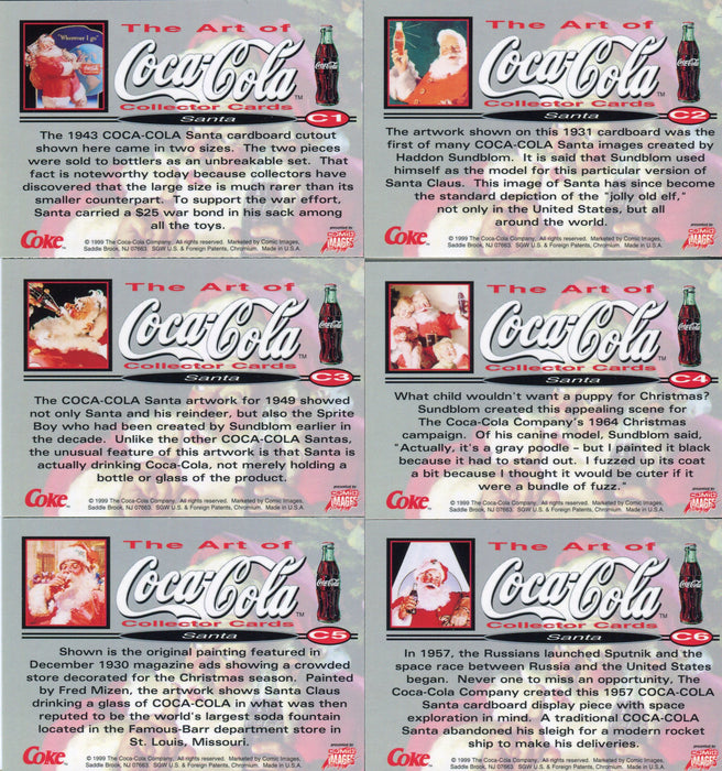 The Art of Coca-Cola Santa Omnichrome Chase Card Set C1 - C6 Comic Images 1999 - TvMovieCards.com