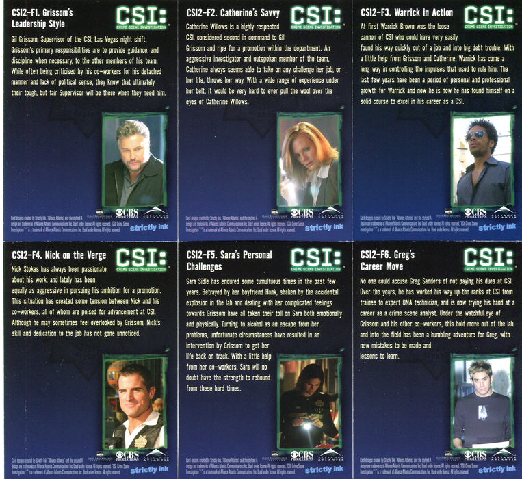CSI Crime Scene Investigation Season 1 DNA Fingerprint Chase Card Set DNA1-6 - TvMovieCards.com