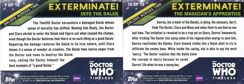 Doctor Who 2016 Timeless Daleks Across Time Chase Card Set 10 Cards Topps - TvMovieCards.com