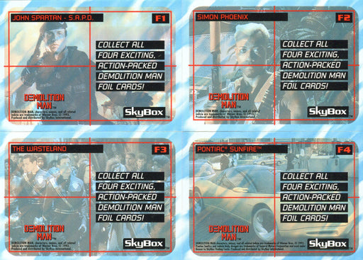 Demolition Man Movie Foil Chase Card Set 4 Cards F1 thru F4 Skybox 1993 - TvMovieCards.com