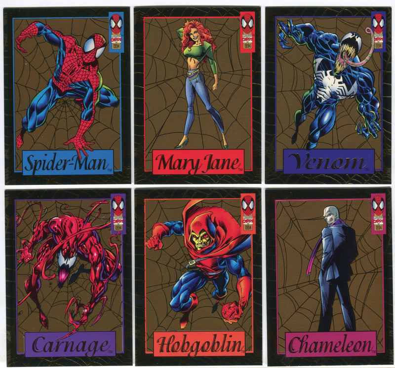 1994 Amazing Spider-man Gold Web Foil Chase Card Set 6/6 Cards - TvMovieCards.com