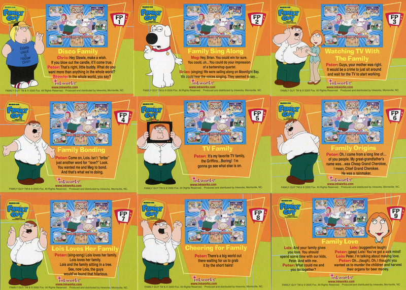 Family Guy Season 1 Griffin Family Photos Foil Puzzle Chase Card Set FP1 - FP9 - TvMovieCards.com