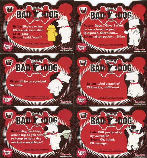 Family Guy Season 1 Bad Dog Foil Die-Cut Chase Card Set BD1 - BD6 Inkworks 2005 - TvMovieCards.com