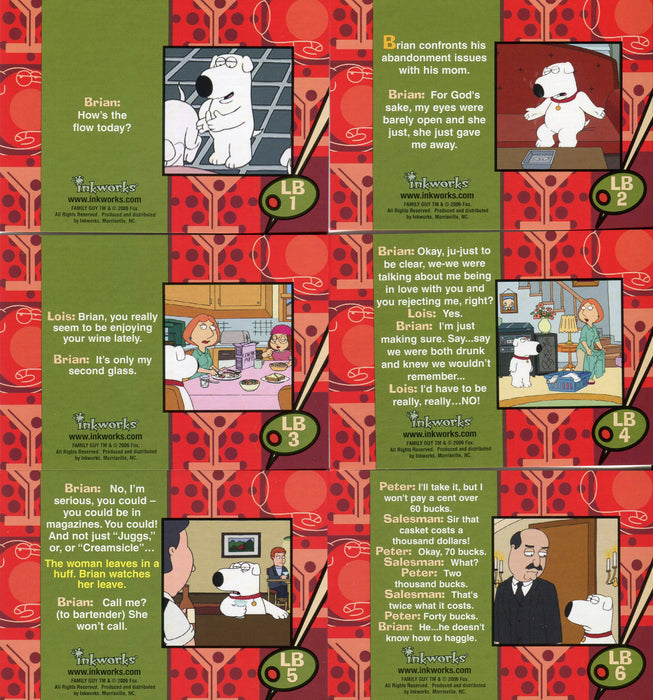 Family Guy Season 2 Life of Brian Foil Chase Card Set LB1 - LB6 Inkworks 2006 - TvMovieCards.com