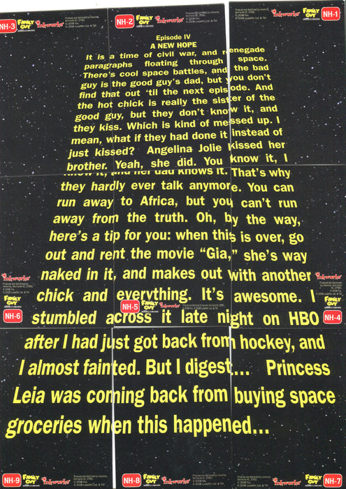 Family Guy Presents Episode IV A New Hope Foil Puzzle Chase Card Set NH-1 - NH9 - TvMovieCards.com