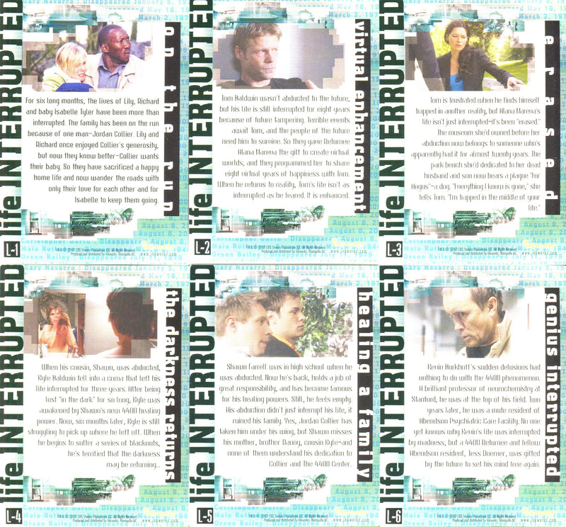 The 4400 Season One 1 Ripples Foil Chase Card Set R-1 thru R-6 Inkworks 2006 - TvMovieCards.com