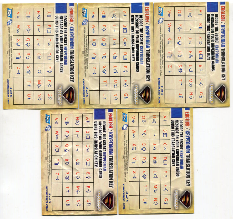 2006 Superman Returns Movie Embossed Foil Chase Card Set 5/5 Topps - TvMovieCards.com