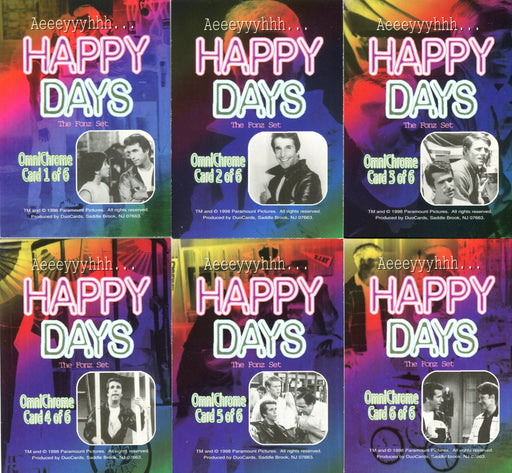 Happy Days TV Show The Fonz Omnichrome Chase Card Set (6) Duocards 1998 - TvMovieCards.com