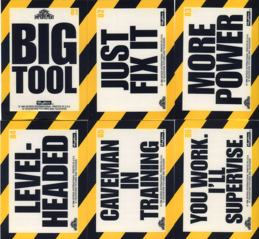 Home Improvement TV Show Static Cling Sticker Chase Card Set (10) Skybox 1994 - TvMovieCards.com
