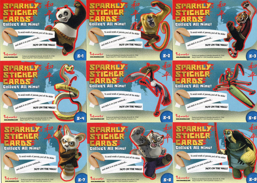 Kung Fu Panda Movie Sparkly Sticker Chase Card Set S-1 - S-9 Inkworks 2008 - TvMovieCards.com