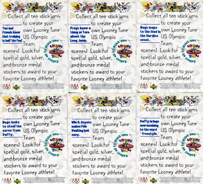 Looney Tunes Olympicards Gold Medal Stick Ums Sticker Card Set (10) - TvMovieCards.com