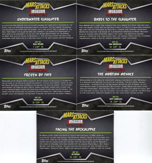 Mars Attacks Invasion Masterpieces Chase Card Set 5 Cards Topps 2013 - TvMovieCards.com