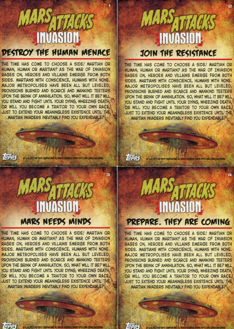 Mars Attacks Invasion Join The Fight Chase Card Set 4 Cards Topps 2013 - TvMovieCards.com