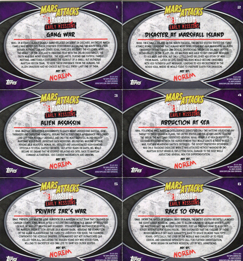 Mars Attacks Invasion Early Missions Race To Space Chase Card Set 6 Cards 2013 - TvMovieCards.com