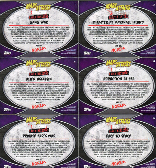 Mars Attacks Invasion Early Missions Race To Space Chase Card Set 6 Cards 2013 - TvMovieCards.com