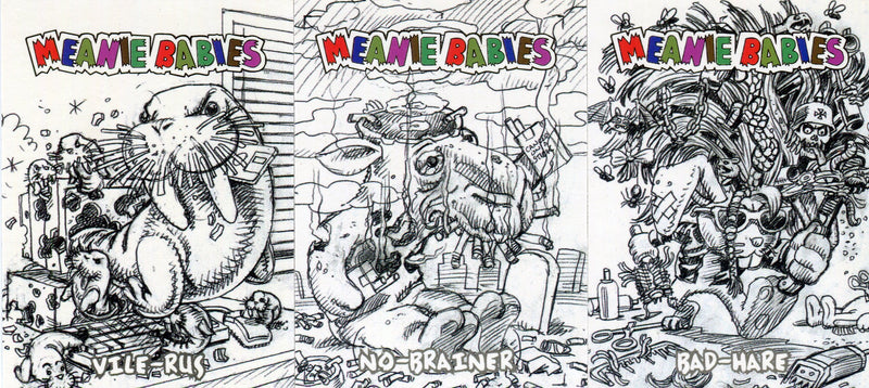 Meanie Babies Sketch Card Chase Card Set 1S thru 3S Comic Images 1997 - TvMovieCards.com