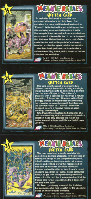 Meanie Babies Sketch Card Chase Card Set 1S thru 3S Comic Images 1997 - TvMovieCards.com