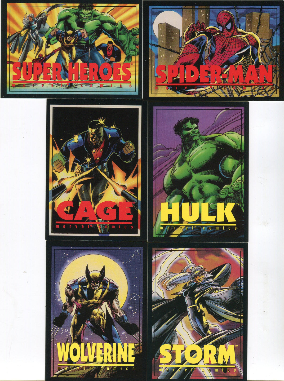 Marvel Crunch'n Munch Super Heroes Trading Card Set 6 Cards 1993