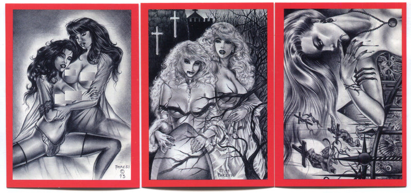 Don Paresi Vampires and Vixens 1996 P1 P2 P3 Promo Card Set of 3 - TvMovieCards.com