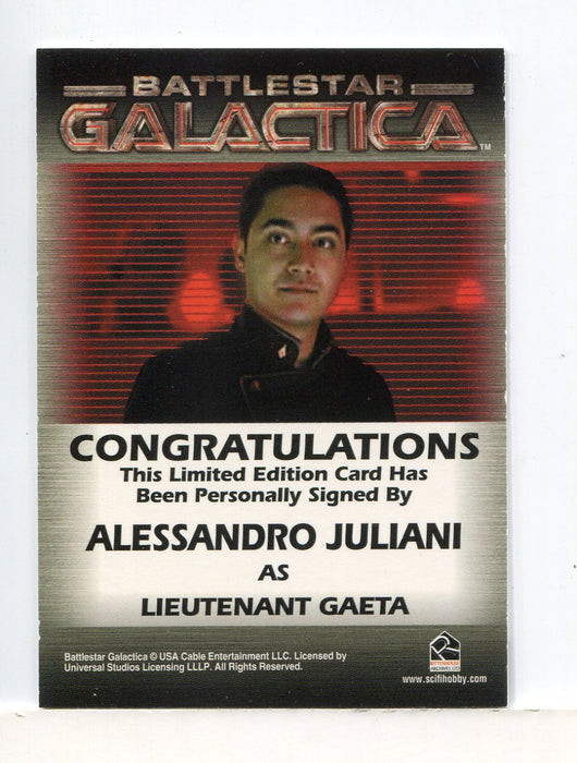 Battlestar Galactica Premiere Edition Alessandro Juliani Autograph Card - TvMovieCards.com