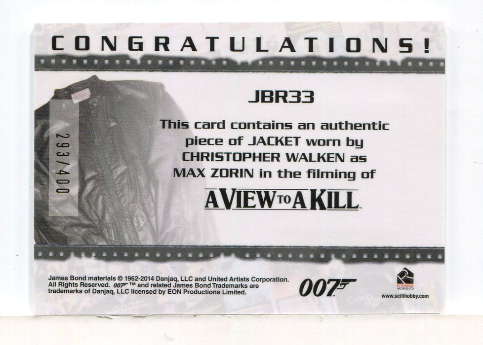 James Bond Archives 2014 Edition Max Zorin's Jacket Relic Card JBR33 #293/400 - TvMovieCards.com