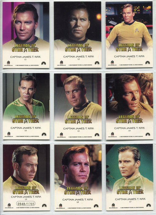 Legends Of Star Trek Series 1 Captain James T. Kirk Chase Card Set L1-L9 - TvMovieCards.com